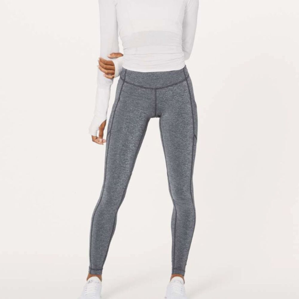 Women Lululemon Speed Up Leggings (29") Heathered Black Size 4 Running